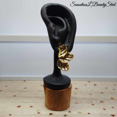 Boucles d'Oreilles Feuilles Dorées