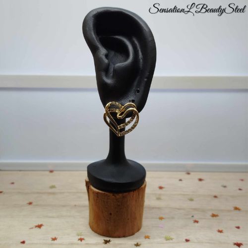 Boucles d'Oreilles Cœurs Enlacés - Vue 3