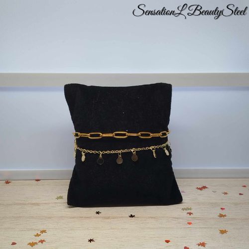 Bracelet Chaîne et Médaillons Dorés