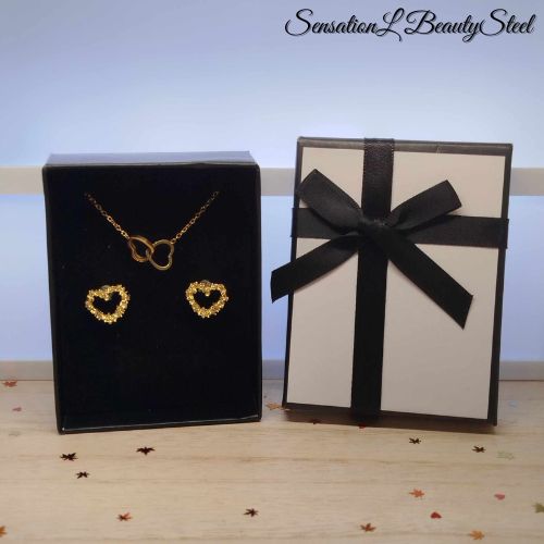 Parure Cœurs Entrelacés – Les Deux Pièces : Collier & Boucles d'Oreilles