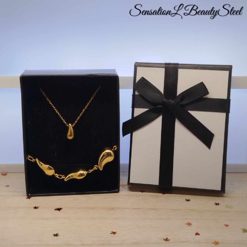 Parure Goutte d'Eau – Les Deux Pièces : Collier & Bracelet