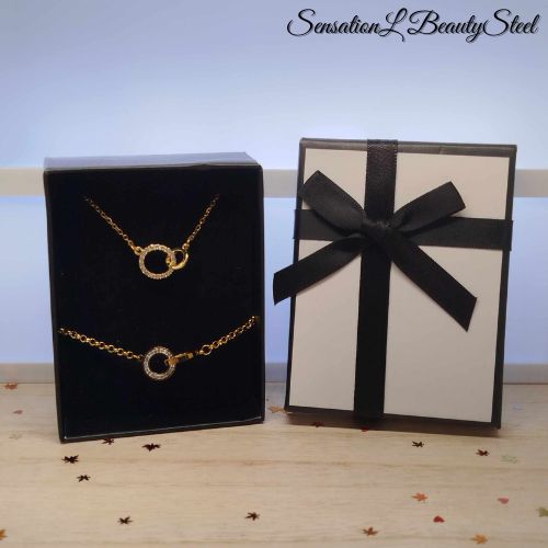 Parure Cercles Entrelacés – Les Deux Pièces : Collier & Bracelet