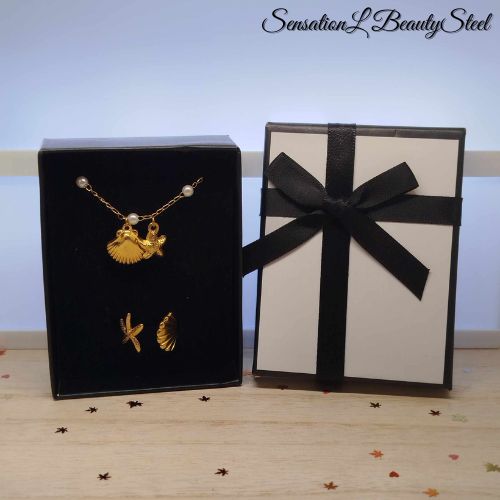 Parure Perles et Coquillage – Les Deux Pièces : Collier & Bague