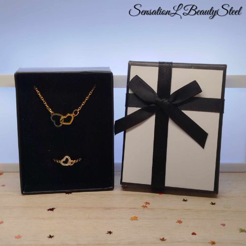 Parure Cœurs Entrelacés – Les Deux Pièces : Bracelet & Bague