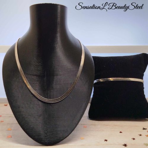 Parure Plat Argenté - Les Deux Pièces : Collier & Bracelet