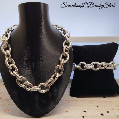 Parure Maille Oversize – Les Deux Pièces : Collier & Bracelet