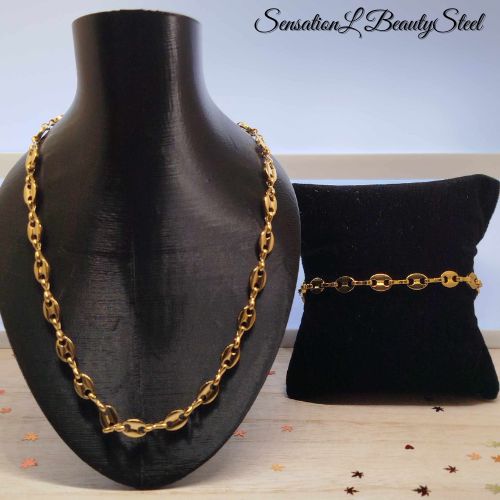 Parure Grains de Café – Les Deux Pièces : Collier & Bracelet