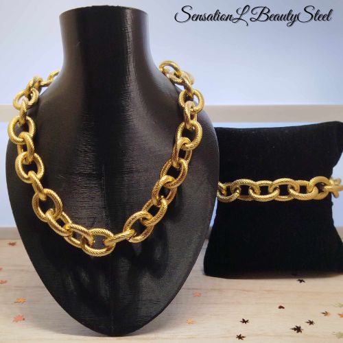 Parure Maille Oversize – Les Deux Pièces : Collier & Bracelet