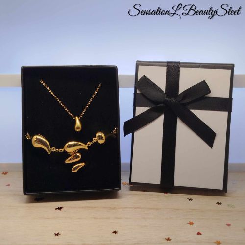 Parure Goutte d'Eau – Les Trois Pièces : Collier & Bracelet & Bague